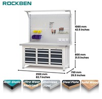 Rockben Efficace et Wersatile Établi en acier inoxydable Coffre à outils Établi mobile Cabinet pour diverses scènes