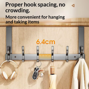 Porte-manteau mural en acier inoxydable avec 5 à 8 crochets, résistant à la rouille, design minimaliste - Product Image 2