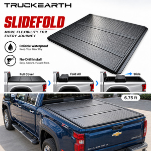 Chevrolet Silverado 3500HD Slide Fold Tonneau Cover for 6.75 ft Bed Aluminum Tri Fold Truck Bed Cover with Sliding Rails - Product Image 1