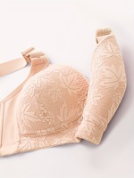 Soutien-gorge en dentelle tricotée respirant sans armatures, fin et brodé, pour toutes les morphologies, 95% Nylon 5% Élasthanne, bretelles larges réglables, dos en U, usage quotidien