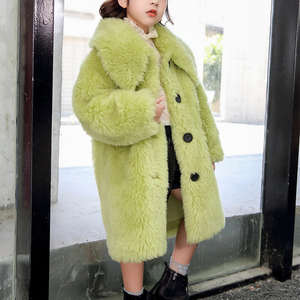 Warm Winter Kids <strong>Coat</strong> Cute Baby Girl Furry <strong>Coat</strong> <strong>Children</strong> Clothes Designer Knee Length Genuine Sheep <strong>Fur</strong> Kids Winter Jacket - Product Image 4