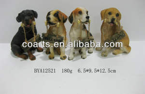 Polyresin Dog With Hangtag <b>Garden</b> Decoration, 4 Assorted - Product Image 1
