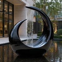 Ventes Flash : Fontaine d'eau LED en acier inoxydable de luxe en forme de C, sculpture cascade, miroir, pour jardin, parc, hôtel, place publique, cour, personnalisable