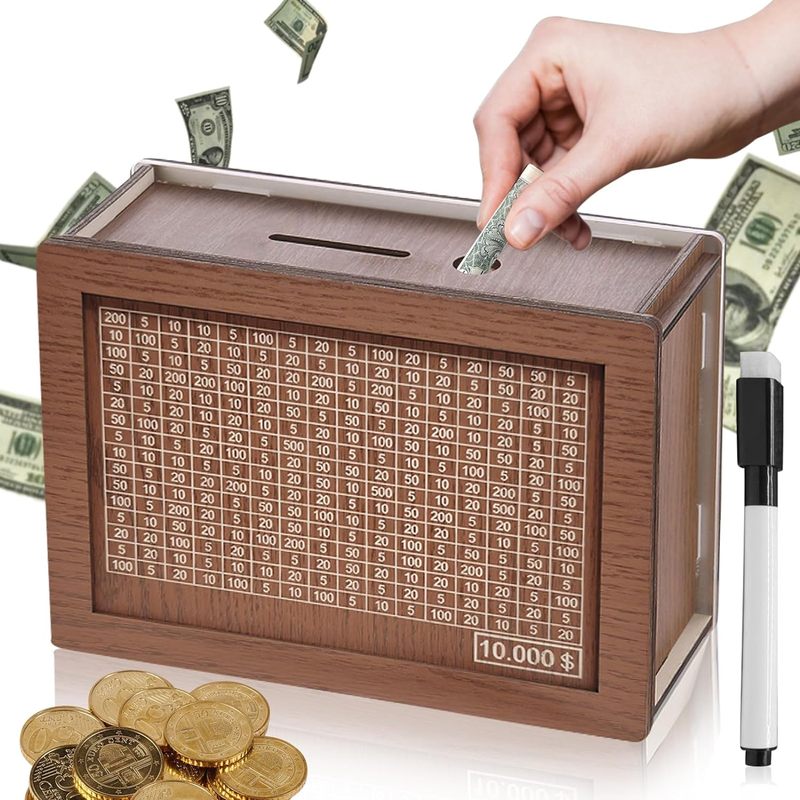 Wooden Savings Box Wooden Cash Saver