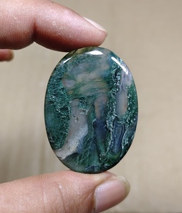 Piedra de Ágata Musgosa Natural Ovalada Pulida, Piedra de la Preocupación, Decoración Verde Curativa para Meditación - Product Image 2