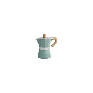 Cafetière à trois tasses Natural Express en aluminium turquoise avec poignée en bois, cafetière à expresso pour cuisinière - Product Image 1