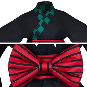Coolmanyuan – Costume de Cosplay Kimono pour femmes adultes, en Polyester, Zentai, robe à carreaux vert, noir et rouge, été 2022 - Product Image 5