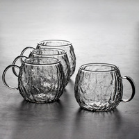 Gobelet à eau en verre transparent à grande capacité résistant à la chaleur en borosilicate élevé, pour café, lait, boissons froides, jus, avec poignée