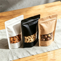 Op maat gedrukte driezijdig gesealde kraftpapieren zakjes met venster voor noten, gedroogd fruit, koffie, thee en voedselverpakkingen