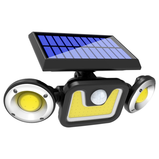 Howlighting IP65 Waterproof Small Pir Motion Sensor Outdoor Led Garden 3 Head Security Emergency Rechargeable 6500K Solar Wall