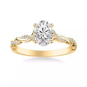 แหวนหมั้นเพชรทรงรี เพชรเพฟไซด์ไดมอนด์ ทองคำแท้ 14K ดีไซน์เกลียวแบบอินฟินิตี้ ประดับเพชรแล็บโกรว์ พร้อมใบรับรอง IGI สำหรับผู้หญิง - Product Image 2
