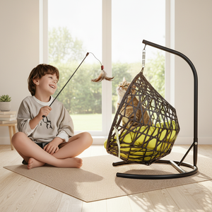 Modern Durable Steel Cat &amp; <strong>Small</strong> Dog Swing Bed <strong>Egg</strong> <strong>Chair</strong> Outdoor Hanging Waterproof Quick-Dry Cushion Courtyard Use - Product Image 1