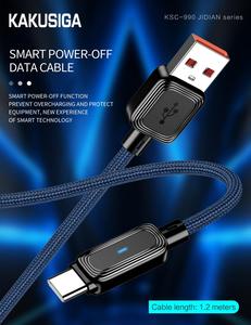 Kakusiga New Arrival Nhà Máy Bán Buôn Giá 3A USB Loại <span class=keywords><strong>C</strong></span> Bện Dây Điện Thông Minh Tắt <span class=keywords><strong>C</strong></span>áp Dữ Liệu - Product Image 4