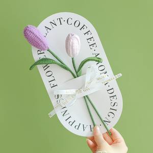 Flores de tulipán tejidas a mano con hilo, accesorios creativos para bodas, adornos hechos a mano, flores tejidas, regalos de San Valentín - Product Image 6