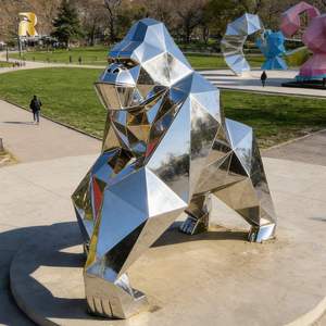 Escultura <span class=keywords><strong>de</strong></span> Gorila Grande <span class=keywords><strong>de</strong></span> Acero Inoxidable RELONG, Diseño Geométrico Moderno para Decoración <span class=keywords><strong>de</strong></span> Arte Abstracto - Product Image 3