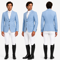 Herren Reitjacke in Himmelblau mit Reverskragen und 1-Knopf-Verschluss, Maßgeschneiderte Turnierjacke, OEM Kundenspezifischer Großhandel
