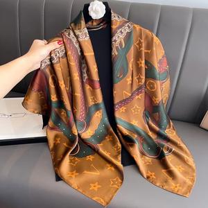 Écharpes en soie à effet soyeux tendance pour femmes, foulards <span class=keywords><strong>de</strong></span> plage, hijabs, écharpes en soie imprimées pour femmes - Product Image 6