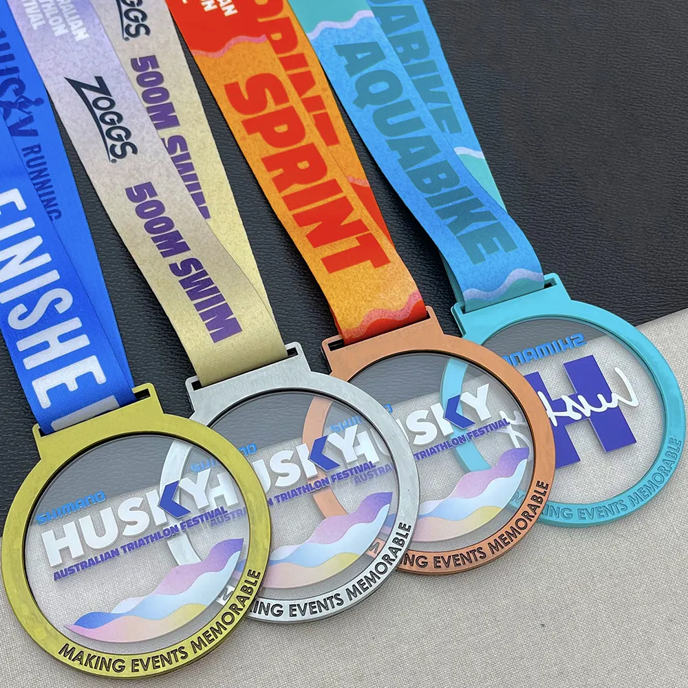 Manufacturer custom design your own logo gold sport award clear plastic acrylic medal