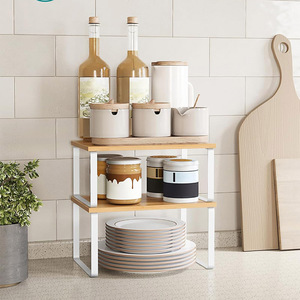 Estante organizador para armario de cocina, Juego de 2 estantes de mostrador apilables, estante de almacenamiento para organizadores de especias - Product Image 2