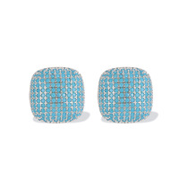 Boucles d'oreilles clous en forme de fleur turquoise bleue, motif cygne délicat en cuivre, bijoux pour femmes