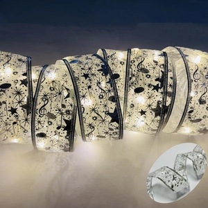 3m 4m 5m Décoration d'arbre de Noël Or Argent Rouge Bronzage <span class=keywords><strong>Ruban</strong></span> <span class=keywords><strong>Led</strong></span> Guirlande Lumineuse pour Fête Mariage Festival - Product Image 2
