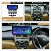 Autoradio multimédia Android 12,3 pouces avec écran tactile Carplay, lecteur DVD stéréo pour Honda City 2008-2014
