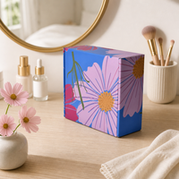 Boîtes d'emballage en carton ondulé recyclé pour cosmétiques, avec revêtement UV, pelliculage mat, estampage à chaud or et gaufrage