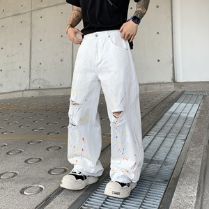 <span class=keywords><strong>Jeans</strong></span> Rectos Lavados Retro 2025 para <span class=keywords><strong>Hombre</strong></span>, Pantalones Vaqueros Holgados de Moda Urbana, Estilo Hip Hop, Desgastados, Y2k - Product Image 2