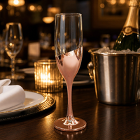 Flûte à champagne électroplaquée 200 ml (7 oz) en gros d'usine, verre à pied de luxe personnalisé avec logo et couleur pour mariage