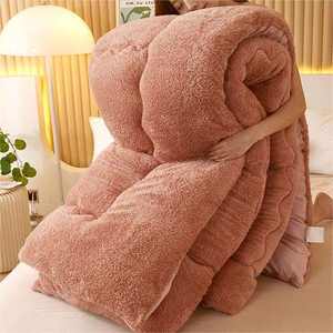Edredones gruesos de invierno Faux <span class=keywords><strong>Sherpa</strong></span> elegante para invierno <span class=keywords><strong>cama</strong></span> doble bereber polar fibra de poliéster relleno <span class=keywords><strong>edredón</strong></span> hogar Hotel uso - Product Image 5