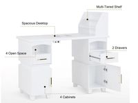 Table à ongles ergonomique réglable avec grande surface de travail et dépoussiéreur intégré pour salons de manucure, salons de beauté et salons de coiffure, en bois