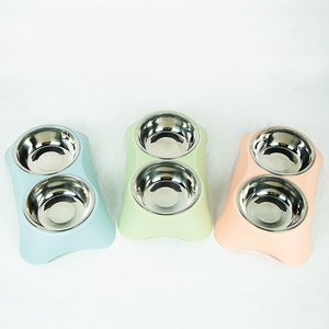 Mangkuk minum plastik 2-in-1, mangkuk ganda Anti-Slip untuk anjing kucing dapat dilepas bahan baja tahan karat - Product Image 2