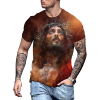 T-shirts imprimés 3D à motif croix de Jésus, streetwear pour hommes, t-shirt décontracté à manches courtes, t-shirts surdimensionnés, tops Harajuku Y2k, vêtements pour hommes