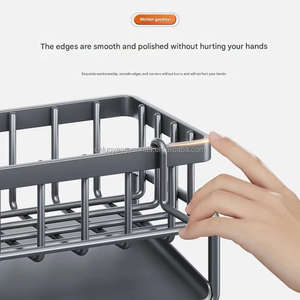 <span class=keywords><strong>Fregadero</strong></span> de cocina Caddy organizador a prueba de herrumbre plato dispensador de jabón auto drenaje bandeja portaescobillas almacenamiento - Product Image 5