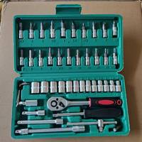 Ensemble d'outils de réparation automobile de 46 pièces, comprenant des outils à douilles, une clé à cliquet, un jeu de embouts, en acier au carbone, pour les machines ménagères