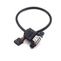 Câble d'extension de carte mère USB 2.0 à 9 broches, double port, avec support intégré, noyau en cuivre, trous de fixation, port femelle double couche