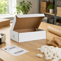 Caja de Envío de Cartón Corrugado con Cierre Automático Personalizada, Impresión de Logotipo, Sin Cinta Adhesiva, Embalaje para Comercio Electrónico para Pequeñas Empresas, MOQ 200