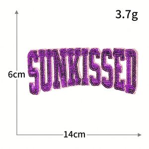 Stock New Iron on Glitter Edge <b>Sequin</b> Embroidery Colorful Sunkissed Fireworks Letter Patch for <b>Jackets</b> Bags Hats Decoration - Product Image 6