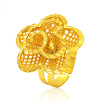 Dubai Goldener Ring, 24K Vergoldet, Modisch, Klassisch, Größenverstellbar, Brautschmuck für Arabische, Nigerianische, Marokkanische Frauen