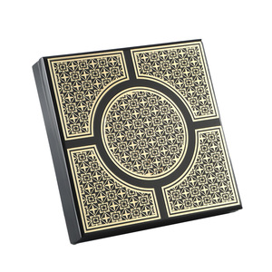 Scatola Regalo di Lusso Ecologica Nera/<span class=keywords><strong>Bianca</strong></span> con Rilievo Dorato Eid Mubarak - Scatola per Cioccolatini in <span class=keywords><strong>Legno</strong></span> Stile Mediorientale con Logo Personalizzabile - Product Image 4