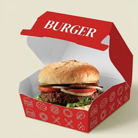Boîte à hamburger à couvercle rabattable, conteneur à clapet pour hamburger, emballage pour restauration rapide en papier kraft à charnière