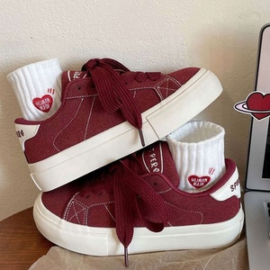 Nouvelles chaussures de marche pour femmes, couleur vin rouge, à talons hauts, avec un design rétro de style Hong Kong, bout rond, fermeture à lacets, pour l'automne/le printemps - Product Image 6