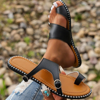Sandales plates décontractées pour femmes, tendance été, à bout ouvert, respirantes, antidérapantes, en caoutchouc souple, légères, pour le printemps