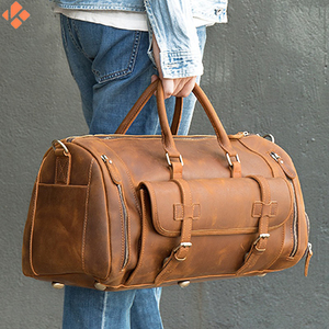 กระเป๋าดัฟเฟิลหนังแท้ความจุมากมาใหม่100% พร้อมช่องใส่รองเท้ากันน้ำกระเป๋าสุดสัปดาห์ - Product Image 5