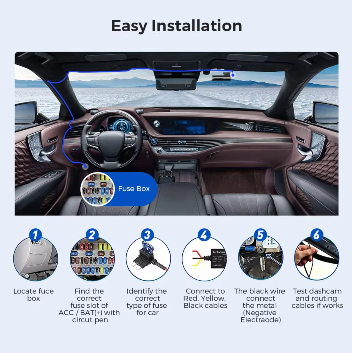Dash Cam Hardwire Kit Adjustable Low Voltage Cut-off for 4K Dash Cam Step Down Power with 8 Fuse Taps for 70Mai HIKVISION · image 4
