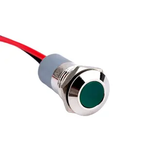 12mm Metal 110 v su geçirmez IP67 Pin terminali yeşil mavi renkli nokta işıklı Led 110 v gösterge ışığı ile 150mm kablo
