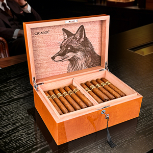 Hochwertiger Luxus-Zigarrenhumidor aus spanischem Zedernholz mit Klavierlack-Finish, tragbar für 70 Zigarren, anpassbare Markengestaltung. - Product Image 3