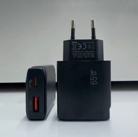 Chargeur mural rapide 65W GaN avec prise EU, ports Type-C et USB-A, PD3.0 QC3.0, matériau ABS pour tablette et téléphone portable