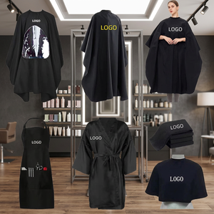 Cape de barbier personnalisée avec logo, tablier de coiffure, robe de salon, imperméable, en polyester, anti-adhésive, pour la coupe - Product Image 2