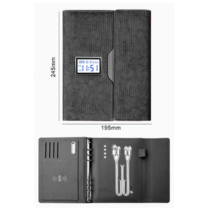 Bloc-notes intelligent pliable avec <span class=keywords><strong>batterie</strong></span> externe 8 000 mAh, charge sans fil 10 W, horloge numérique, affichage de la température et du calendrier - Product Image 3